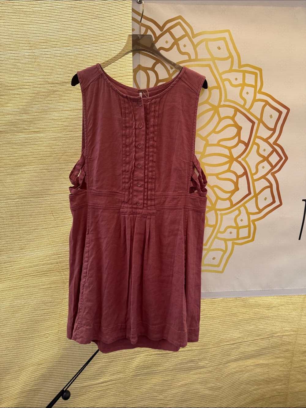 Free People Dusty Rose Sleeveless Button-Front Tunic